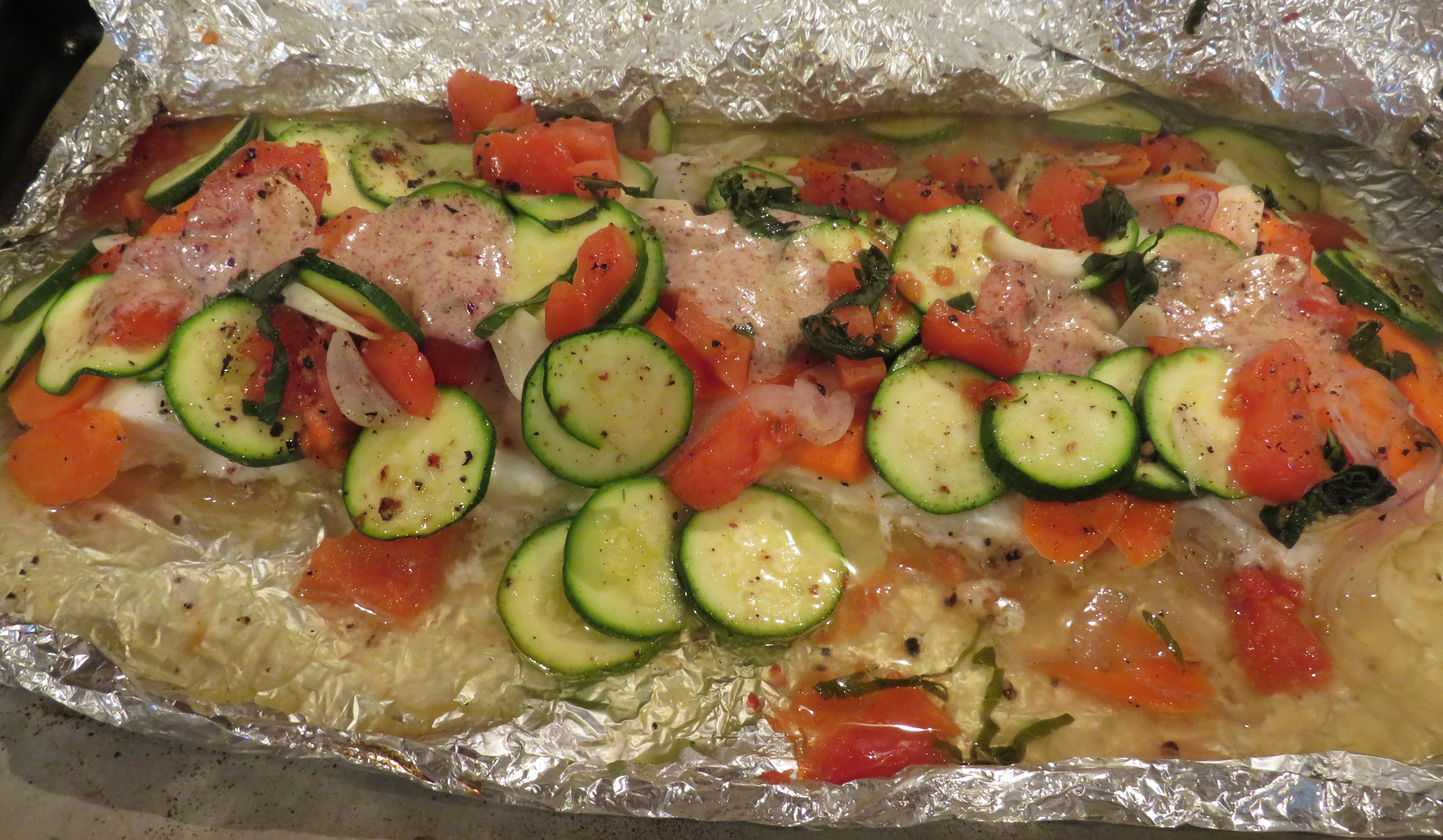 This is a Recipe for Cod and Vegetables En Papillote.
