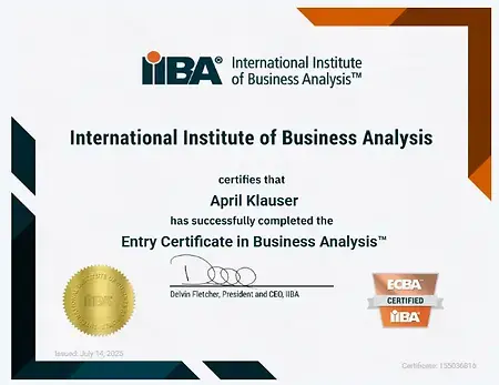 International Institute of Business Analysis ECBA Certificate