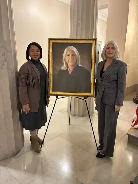 With the mayor-elect at my portrait unveiling ceremony - the portrait was about to be hung in the Albany County Courthouse 