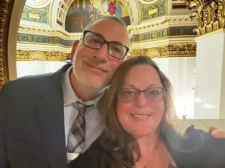 My husband and I. 
