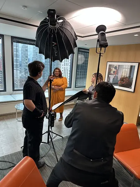 Kayce Ataiyero behind the scenes at the cover shoot for her feature in CIO Views Magazine. 