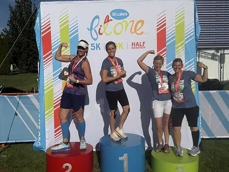 So many long painful running days got us to this point. Worth it!
These are a few seasoned mama's in my fitness group. We are now 4 years in and on Round 10! See how our journey started: https://www.facebook.com/share/p/181J9rhcFR/