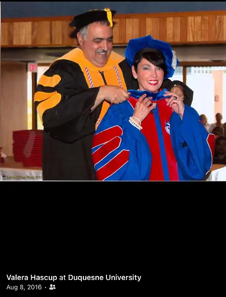 Receiving my PhD hood by my mentor and advisor Dr. Richard Zoucha, Duquesne University.