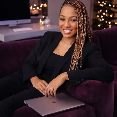 Tamika on her laptop