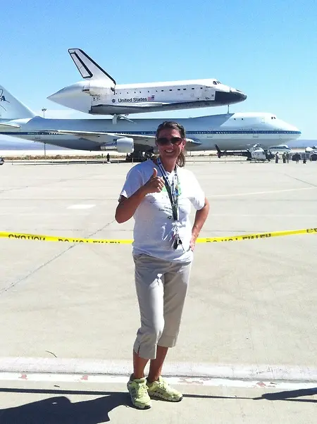 Standing on the runway at Edward’s Air Force Base as part of NASA’s media team., watching Space Shuttle Endeavor return for the final time, proof that extraordinary journeys both begin and end with brave first steps. 