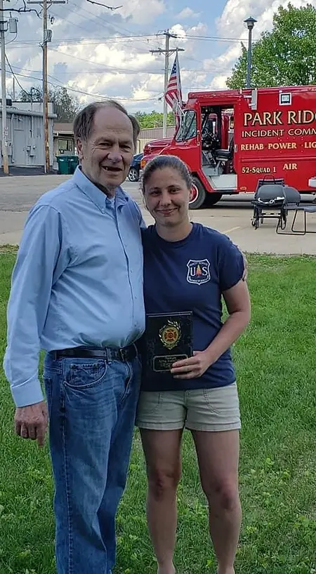Due to COVID, this was my 7th year as a volunteer firefighter in 2021, but I received my 5 years on this special day. Ron’s was not just a retired fire chief. He was my mentor and my friend. Over the years, I think back to what he taught me and am glad I got to serve with him. It was hard to navigate in the volunteer firefighter world as a female. Ron gave me a chance and never judged me for gender but only on my character. 