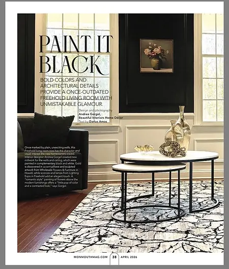 Honored to be featured in the April issue of Monmouth Magazine for this beautiful living room transformation. Seeing my work published alongside so many talented local businesses is such a special moment. Grateful for the opportunity to share the story behind this space and the details that brought it to life. The photo that you are seeing is the first page of a four page editorial spread.