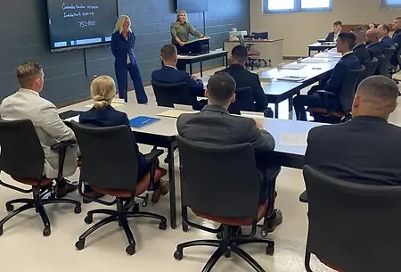 Dr. Kirk speaking to a new group of Law Enforcement students