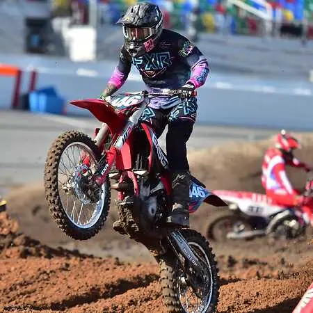 Since I was a kid, it was my dream to race supercross. After breaking my back in a practice crash in 2013, I thought that dream was over. Nearly a decade later, I rebuilt my bike, rebuilt my strength, and found my way back to the track. Over the next few years, I worked my way up to racing Supercross at Daytona, and went on to win my first AMA Arenacross Championship in front of my friends, family, and my one-year-old daughter.

Proof that it’s never too late to come back stronger.