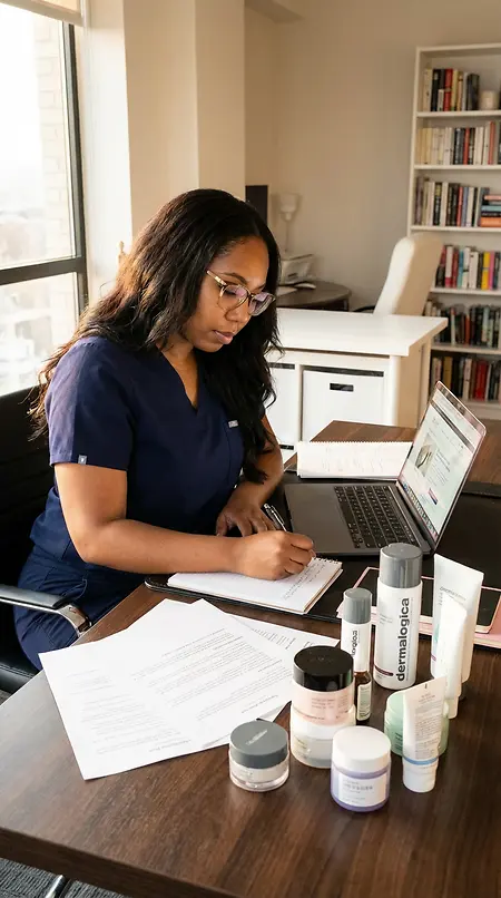 Behind every framework, every system, every methodology, there’s a moment like this one.
Scrubs on, laptop open, products in front of me, pen in hand. Still a student of the craft, even after 25 years. That’s the part they don’t show you. The architect is always in the lab.
This is what innovation looks like.