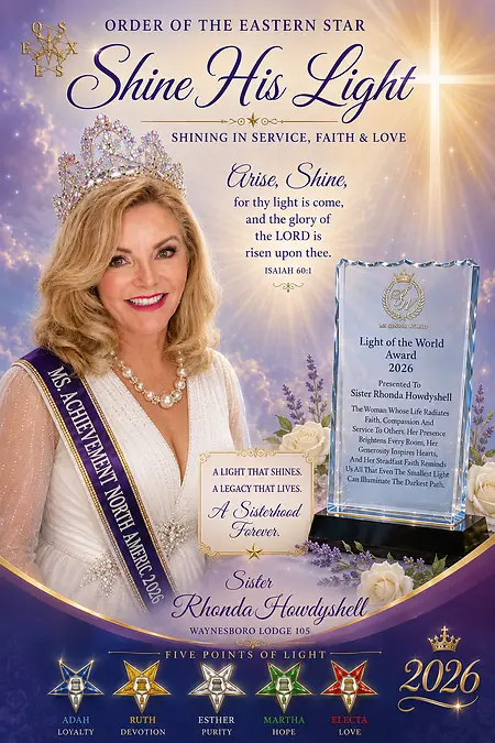 
I was selected as the inaugural winner of Senior World’s Pageant: Light of the World award for 2026. I’m excited to be able to sponsor this award for 2027..  I  hope that it gives the next queen who is awarded this distinguished honor the confirmation of their impact and will encourage them to continue shining the light of who “He” is in our life.
