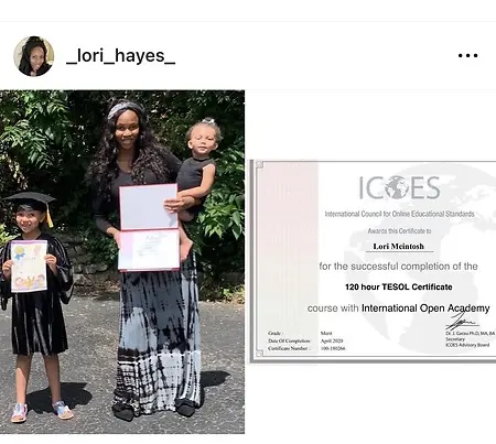In 2020 Receiving my TESOL certificate and my daughter graduating kindergarten. It was not easy taking classes and homeschooling and having a baby but we did it! 
