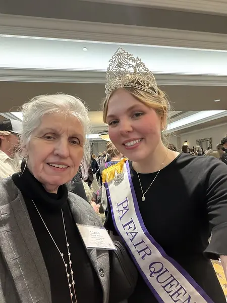 Lizzie Bailey with 2025 PA State Fair Queen Ava Immel at the PA State Association of County Fairs Convention in Hershey, PA.