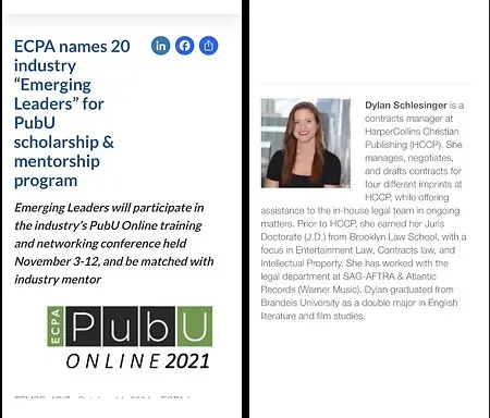 Nominated and selected for the ECPA's Emerging Leaders Program (2022) within the publishing industry.