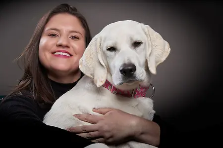 With my dog Stella on 1 of our therapy dog trips with READing PAWS to an elementary school to work with kids who struggle with reading.
