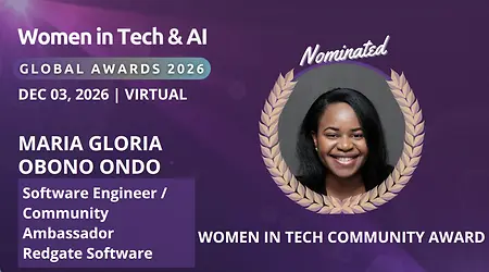Incredibly honored to be nominated for the Women in Tech Community Award! 💜 Building, supporting, and growing alongside this incredible global community has been a reward in itself, but being recognized like this is truly special.