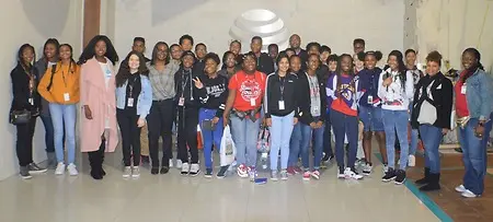 Katrina Hawkins with a group of students at AT&T 
