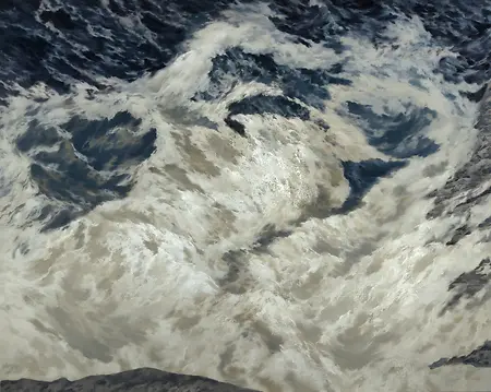 "TURBULENCE"        A recently completed painting, 48" high by 60" wide.   
