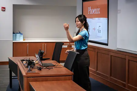 Pitching our voice-to-equation tool, Phoenix, to a panel of investors and judges at the Villanova Student Entrepreneurship Competition. That day, we walked away with a  $3250 prize. 