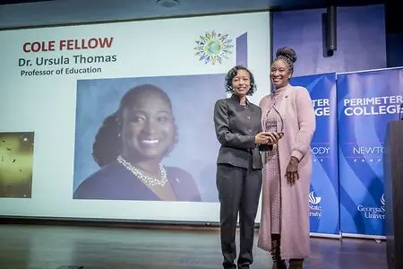 I am extremely proud to be a recipient of the Cole Fellow Award!
Georgia State University Perimeter College  is a hidden jewel that should no longer be hidden. It is an honor and privilege to serve at an institution where our students are at the heart of our work. Our faculty is top tier! I appreciate our leadership as they invest in the authentic way in which we support students on their trajectory for social mobility and the betterment of their lives. 