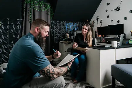 This photo captures one of the most important parts of what we do at KB2 Bookkeeping & Tax: sitting down with business owners, listening to their goals, and helping them make sense of the financial side of their business. Keith and I built KB2 together, and moments like this reflect the teamwork, conversation, and personal support behind every client relationship.