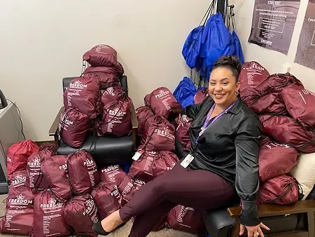 Receiving personal hygiene bags for survivors of trafficking 