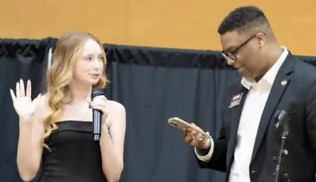 This is a photo of me being officially inaugurated as the Student Government Association Treasurer for Central Michigan University.