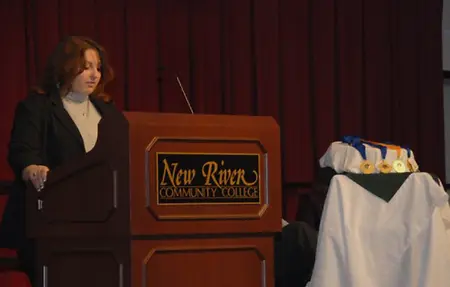 Speaking to the new Phi Theta Kappa Members as President.