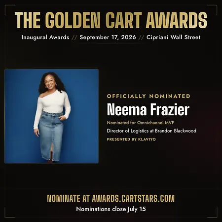So excited to share I've been peer-nominated for Omnichannel MVP at the inaugural Golden Cart Awards!  

I am so grateful to be a part of this amazing community and look forward to celebrating this milestone with peers I deeply admire. It's a meaningful reminder that the behind-the-scenes work of operations truly makes an impact.