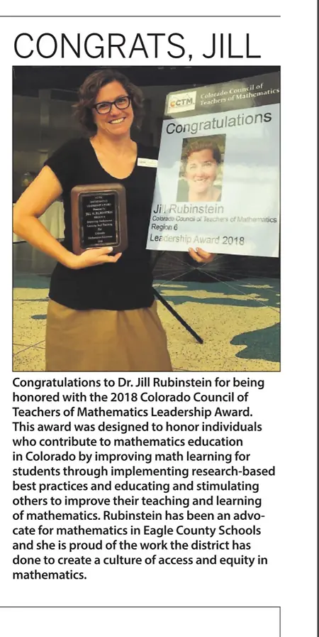 Being honored at the Colorado Council for Teachers of Mathematics with the Leadership Award.
