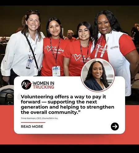 I am incredibly honored and grateful to Women In Trucking Association for this recognition.

Together, we have accomplished so much, breaking barriers, lifting one another up, and creating space for women across this industry to rise and thrive. This is what purpose, passion, and partnership looks like.

If you’re not yet a member of Women In Trucking, I invite you to join us. Women In Trucking Association We are intentional about creating opportunities, building leaders, and making room for you to grow and be great.

This moment is deeply personal for me. I’m filled with gratitude, and yes, tears of joy. My grandmother Serbobie Green used to say, “Reach out and touch somebody’s hand…” and today, I know I’m walking in that calling. I can only imagine how proud she would be.

Thank you for seeing me, supporting me, and allowing me to serve. #WIT2026

With a grateful heart,
Trina Norman
CEO, Divine2Win, Inc.