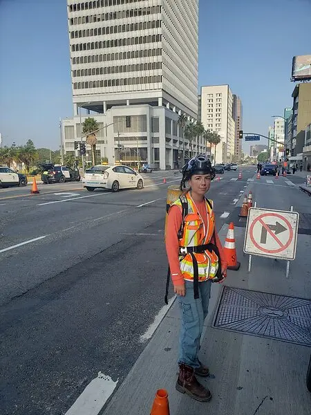Donning the appropriate PPE for a drilling job in DTLA