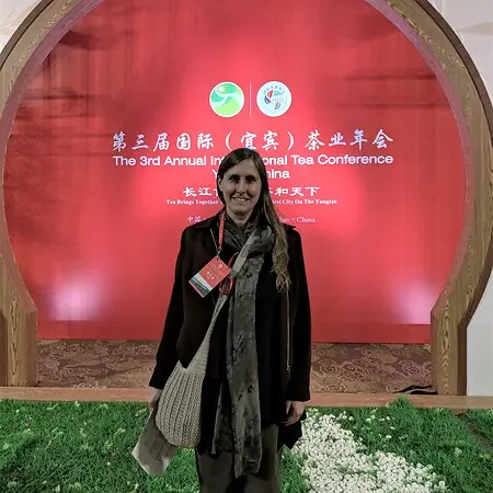 This is a photo of me when I represented the USA tea industry in two world tea conferences in China. The badge I am wearing is VIP and it was an honor to be recognized and selected. 