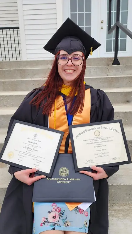 Hailey Barth celebrates earning her Associate degree, Bachelor of Science in Business Administration, and membership in Phi Theta Kappa Honor Society—milestones that reflect her commitment to academic excellence, leadership, and lifelong learning.
