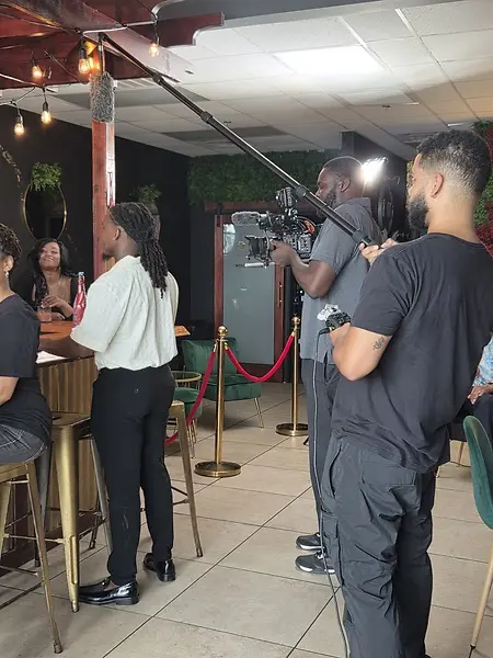 Filming a movie.