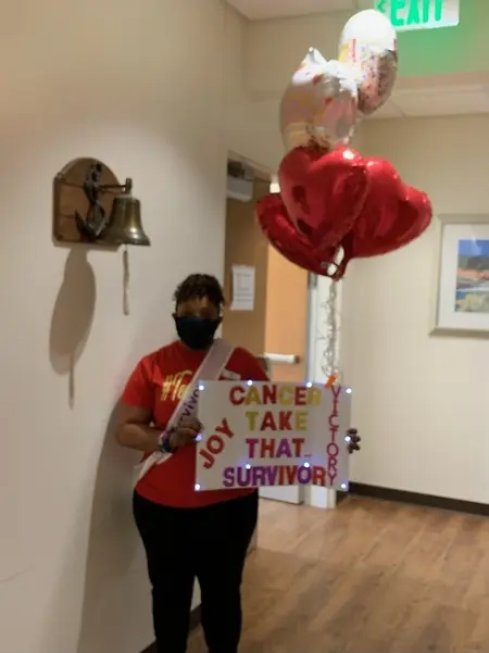 Congratulations on finishing my treatment and ringing that bell!