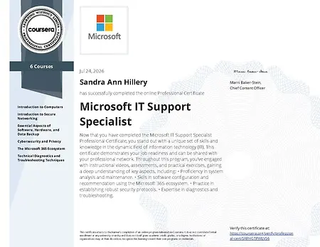 Obtain Professional Certification as a Microsoft IT Support Specialist on July 24, 2026