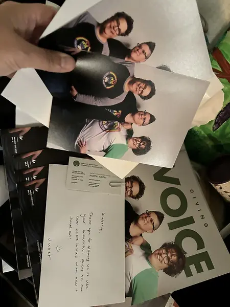 As LGBTQ Syracuse, we went to a new queer artist pop up event to support our acquaintance and about a month later, someone told me that we made the cover of our local philanthropic organization’s publication much to our surprise!
