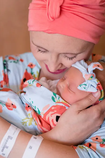 After being diagnosed with triple negative breast cancer at 28 weeks pregnant, then completing 4 rounds of chemo while pregnant, I gave birth to my beautiful baby girl, Josslyn! 