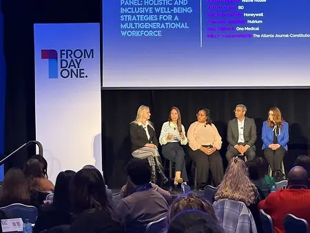 Speaking on a From Day One panel on well-being strategies for a multigenerational workforce. Panels like this are how nutrition gets into the rooms where benefits decisions are made.
