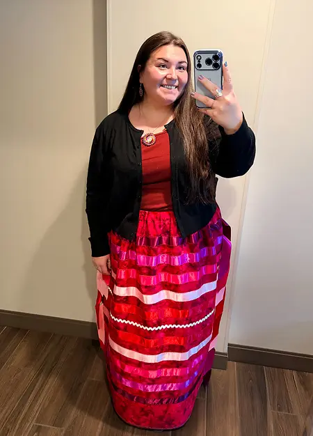 BTS - Ribbon skirt attire for Tribal workshop.