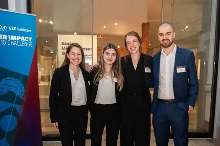 Winning the 2024 Turner Impact Portfolio Challenge at Wharton with my Bard MBA team. We spent months building an impact investing portfolio we believed in, and hearing our name called was proof that rigorous finance and real-world impact belong in the same room. I'm proud of this team and of what we built together.