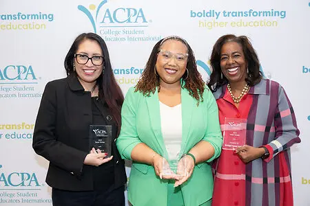 Receiving American College Educators Senior Scholar Award in 2025 with colleagues Ebelia Hernandez and Natasha Croom