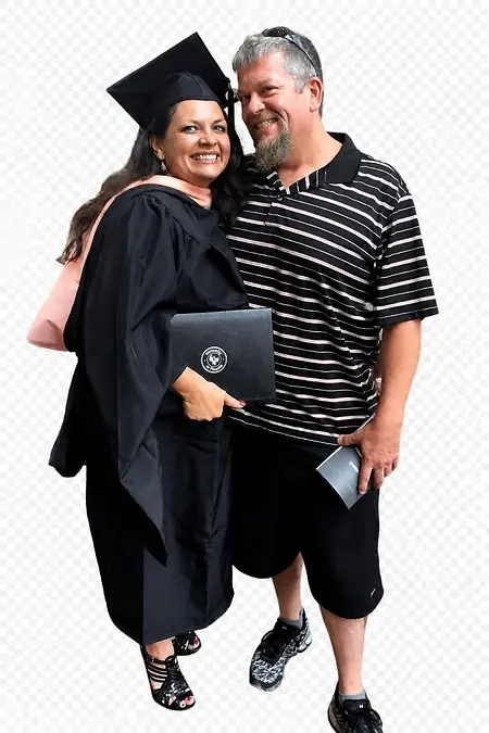 A proud milestone: earning my master's degree in 2015 while working full-time in HR, with the loving support of my husband, Joe, and our daughters, Brooke and Summer.