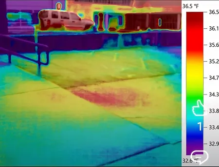 A GPR & IRT survey was conducted in downtown Niagara Falls, NY for the Water Board at the Seneca Gaming Office parking lot. The purpose was to locate a subsurface vault manhole cover that was part of an aqueduct (early 1900’s) that brought water from the Niagara River to the since collapsed Schoellkopf hydro plant. Since the plant collapse in 1956, the aqueducts were filled in. Now, 60 years of settling has raised concern with officials. Penetradar used their IRIS MP & IR Camera to survey the site and provide compelling information of the concrete vault/manhole location.